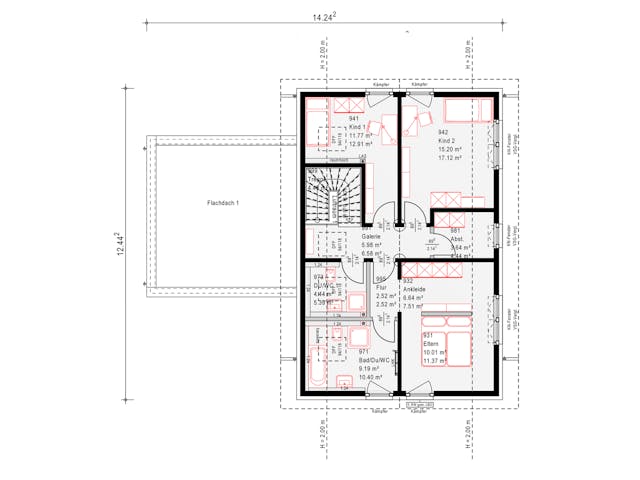 Fertighaus Musterhaus Mülheim-Kärlich von OKAL Haus Schlüsselfertig ab 519900€, Satteldach-Klassiker Grundriss 2