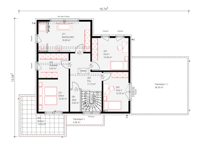 Fertighaus Musterhaus Schkeuditz von OKAL Haus Schlüsselfertig ab 622900€, Stadtvilla Grundriss 2