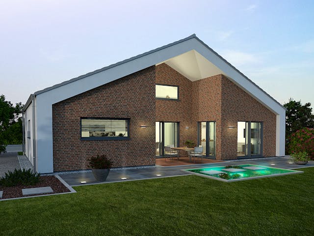 Fertighaus Musterhaus Stelle von OKAL Haus Schlüsselfertig ab 429900€, Bungalow Außenansicht 1 Fertighaus Musterhaus Stelle von OKAL Haus Schlüsselfertig ab 429900€, Bungalow Außenansicht 1