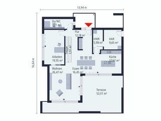 Fertighaus Musterhaus Wuppertal von OKAL Haus Schlüsselfertig ab 795900€, Cubushaus Grundriss 1