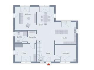 Fertighaus Stadtvilla 23 von OKAL Haus Schlüsselfertig ab 518900€, Stadtvilla Grundriss 1