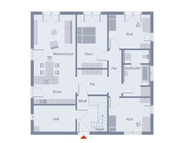 Fertighaus ZweiRaum 6 von OKAL Haus Schlüsselfertig ab 593900€, Stadtvilla Grundriss 1