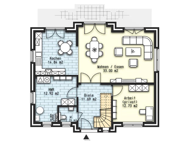 Massivhaus Kapella I von OLFA Haus Schlüsselfertig ab 322000€, Satteldach-Klassiker Grundriss 1 Massivhaus Kapella I von OLFA Haus Schlüsselfertig ab 322000€, Satteldach-Klassiker Grundriss 1