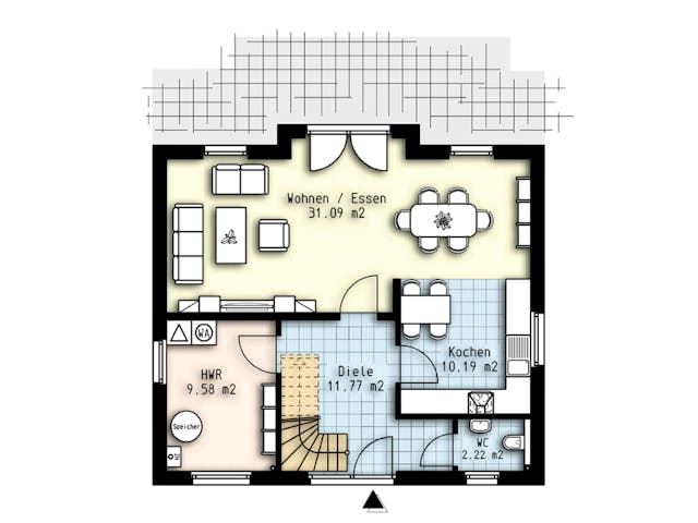 Massivhaus Polaris 3 von OLFA Haus Schlüsselfertig ab 273500€, Satteldach-Klassiker Grundriss 1
