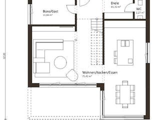 Fertighaus On Top 186 von Die HausManufaktur Schlüsselfertig ab 305500€, Satteldach-Klassiker Grundriss 1
