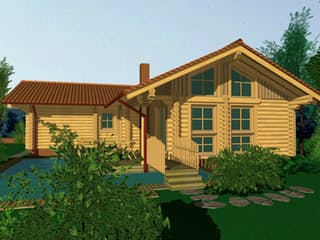 Fertighaus Onyx von BayernBlock Ausbauhaus ab 127900€, Blockhaus Außenansicht 1