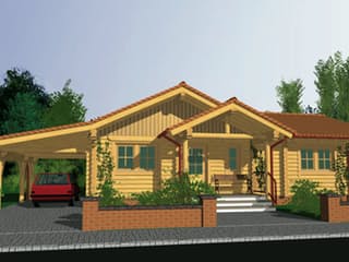 Fertighaus Onyx von BayernBlock Ausbauhaus ab 127900€, Blockhaus Außenansicht 3