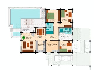 Fertighaus Onyx von BayernBlock Ausbauhaus ab 127900€, Blockhaus Grundriss 1