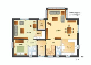 Oslo - Holzhaus im skandinavischen Stil Grundriss