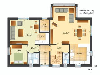 Fertighaus Oslo - mit Einliegerwohnung von Danhaus Deutschland, Satteldach-Klassiker Grundriss 1