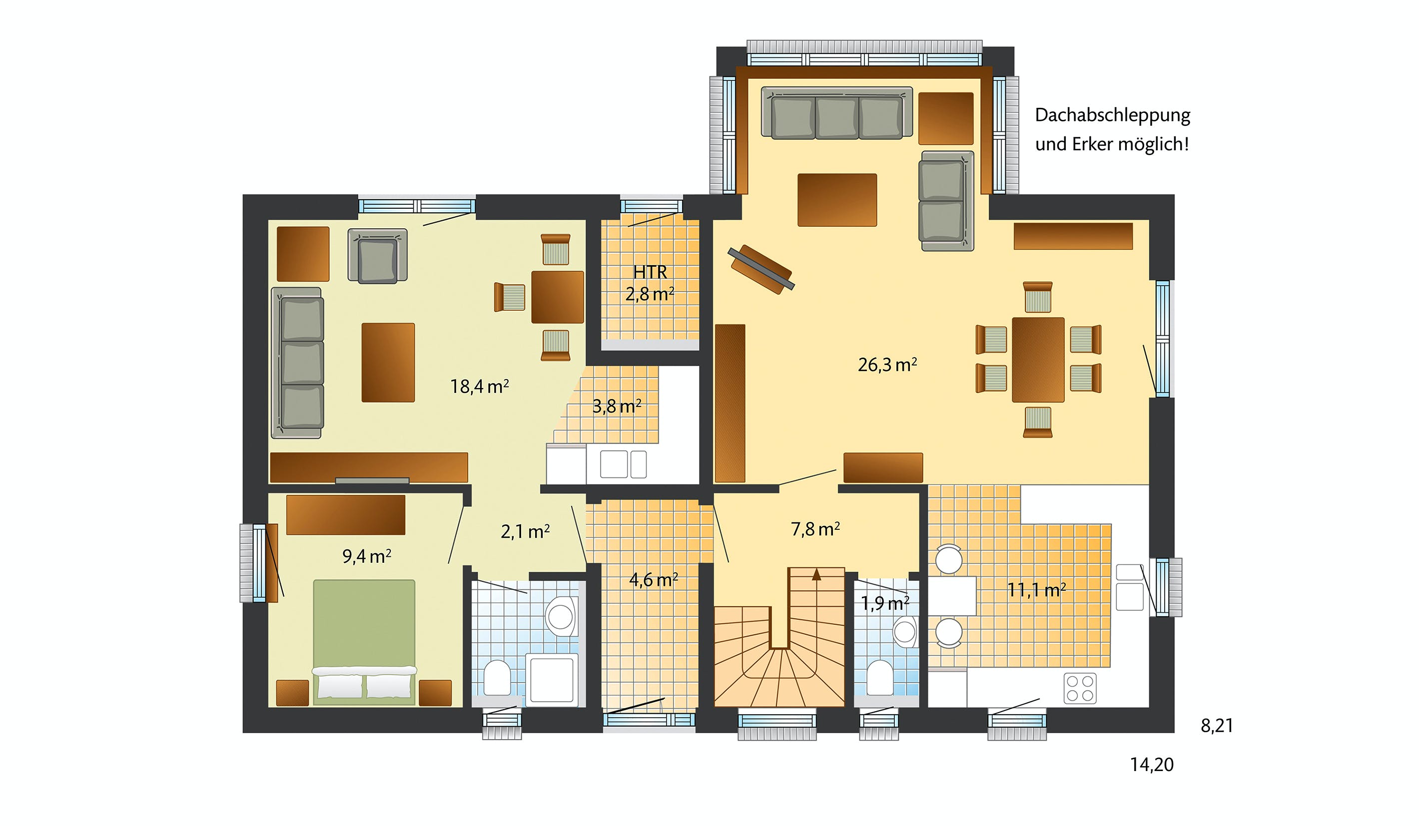 Fertighaus Oslo - mit Einliegerwohnung von Danhaus, Satteldach-Klassiker Grundriss 1