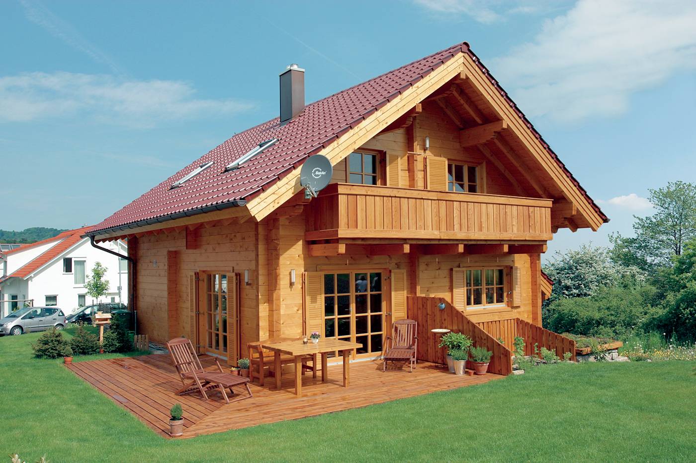 Blockhaus Ottenbach von Rems-Murr-Holzhaus Schlüsselfertig ab 447000€, Blockhaus Außenansicht 1