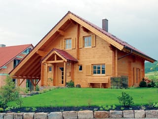 Blockhaus Ottenbach von Rems-Murr-Holzhaus Ausbauhaus ab 275044€, Blockhaus Außenansicht 2