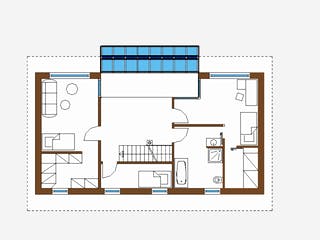 Massivhaus Panorama von Wagener Systemhausbau Schlüsselfertig ab 301000€, Pultdachhaus Grundriss 1