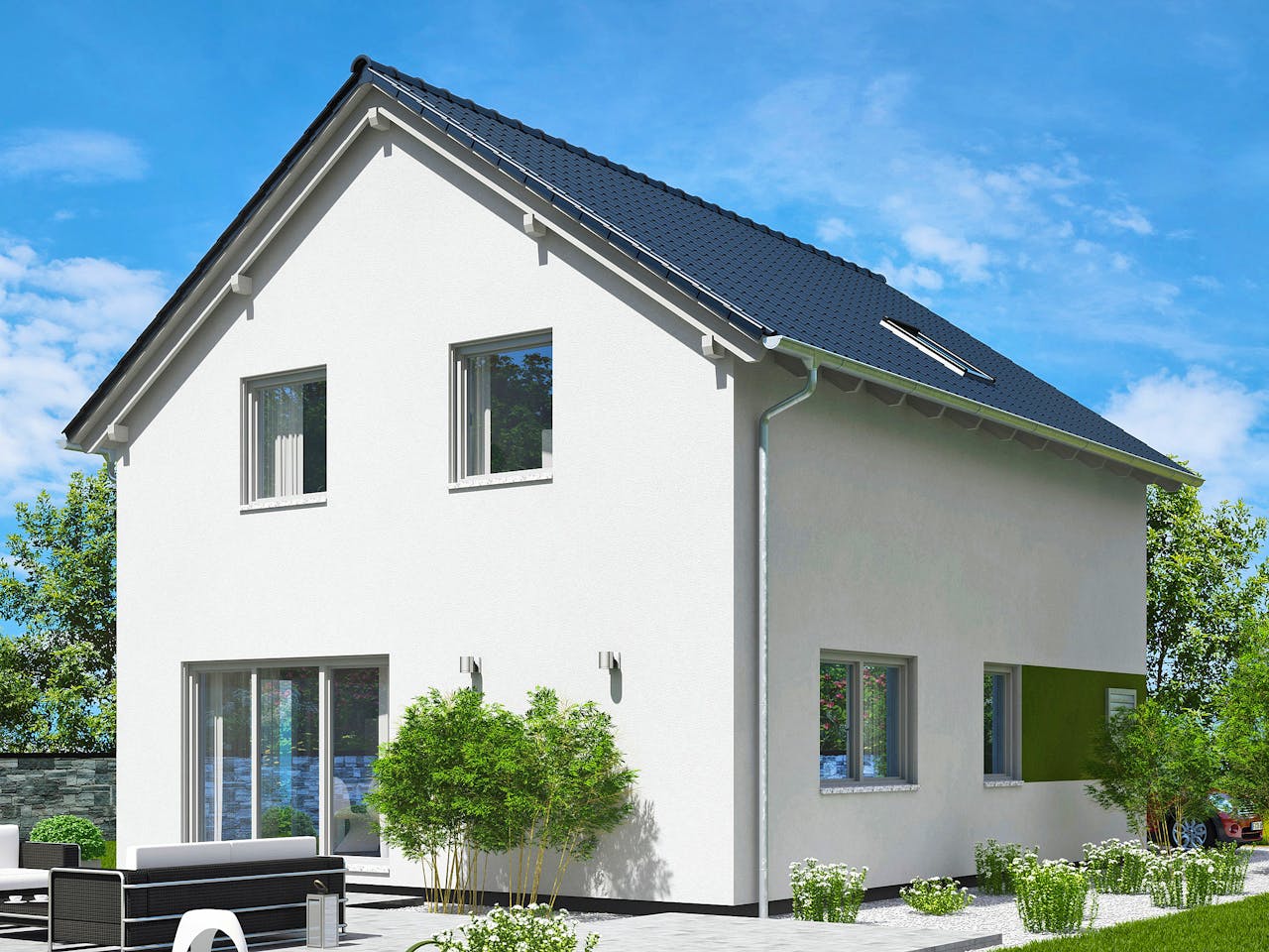 Fertighaus Paris von Fingerhut Haus Schlüsselfertig ab 380058€, Satteldach-Klassiker Außenansicht 1