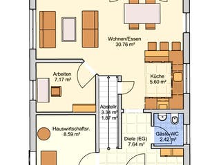 Fertighaus Paris von Fingerhut Haus Schlüsselfertig ab 380058€, Satteldach-Klassiker Grundriss 1