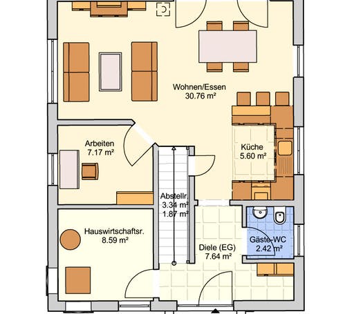 Fertighaus Paris von Fingerhut Haus Schlüsselfertig ab 342703€, Satteldach-Klassiker Grundriss 1