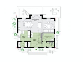 Fertighaus Park 152.1P von Danwood - Österreich Schlüsselfertig ab 206700€, Pultdachhaus Grundriss 1