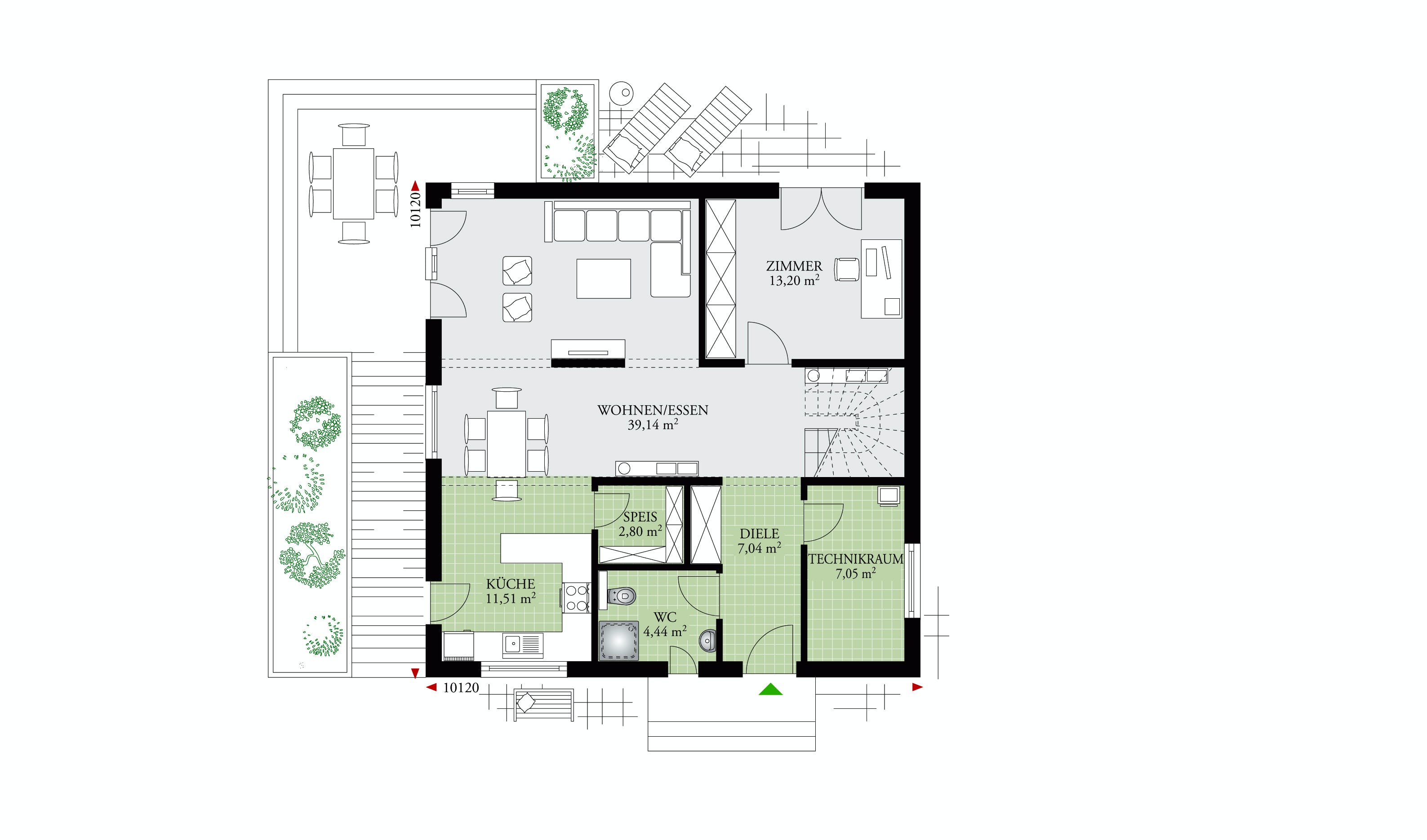 Fertighaus Park 169 W (out) von Danwood - Österreich Schlüsselfertig ab 259000€, Stadtvilla Grundriss 1