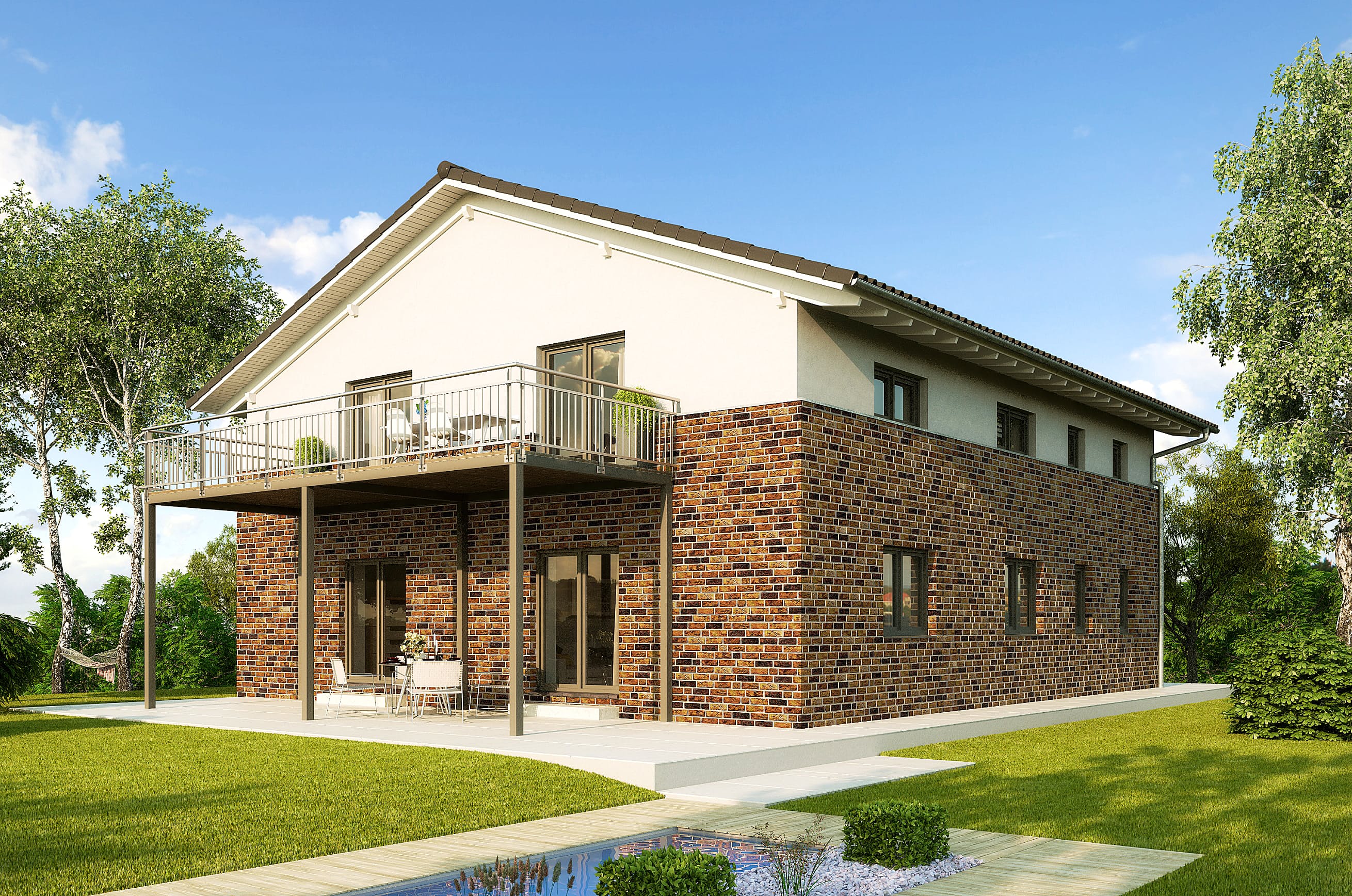 Fertighaus Parma von GUSSEK HAUS Schlüsselfertig ab 501300€, Satteldach-Klassiker Außenansicht 1