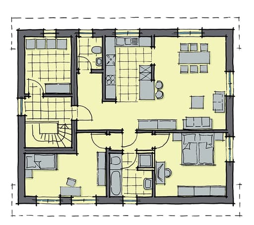 Fertighaus Parma von GUSSEK HAUS Schlüsselfertig ab 433800€, Satteldach-Klassiker Grundriss 2