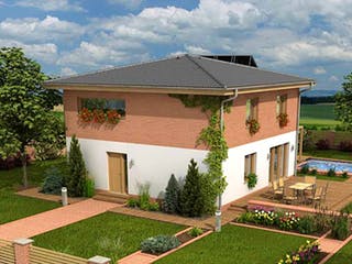 Massivhaus Passiv II von CMF Creativ Massiv Flexibel HAUSBAU Schlüsselfertig ab 227800€, Stadtvilla Außenansicht 2