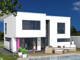 Fertighaus Passivhaus 2020 von wir leben haus Schlüsselfertig ab 302867€, Cubushaus Außenansicht 1