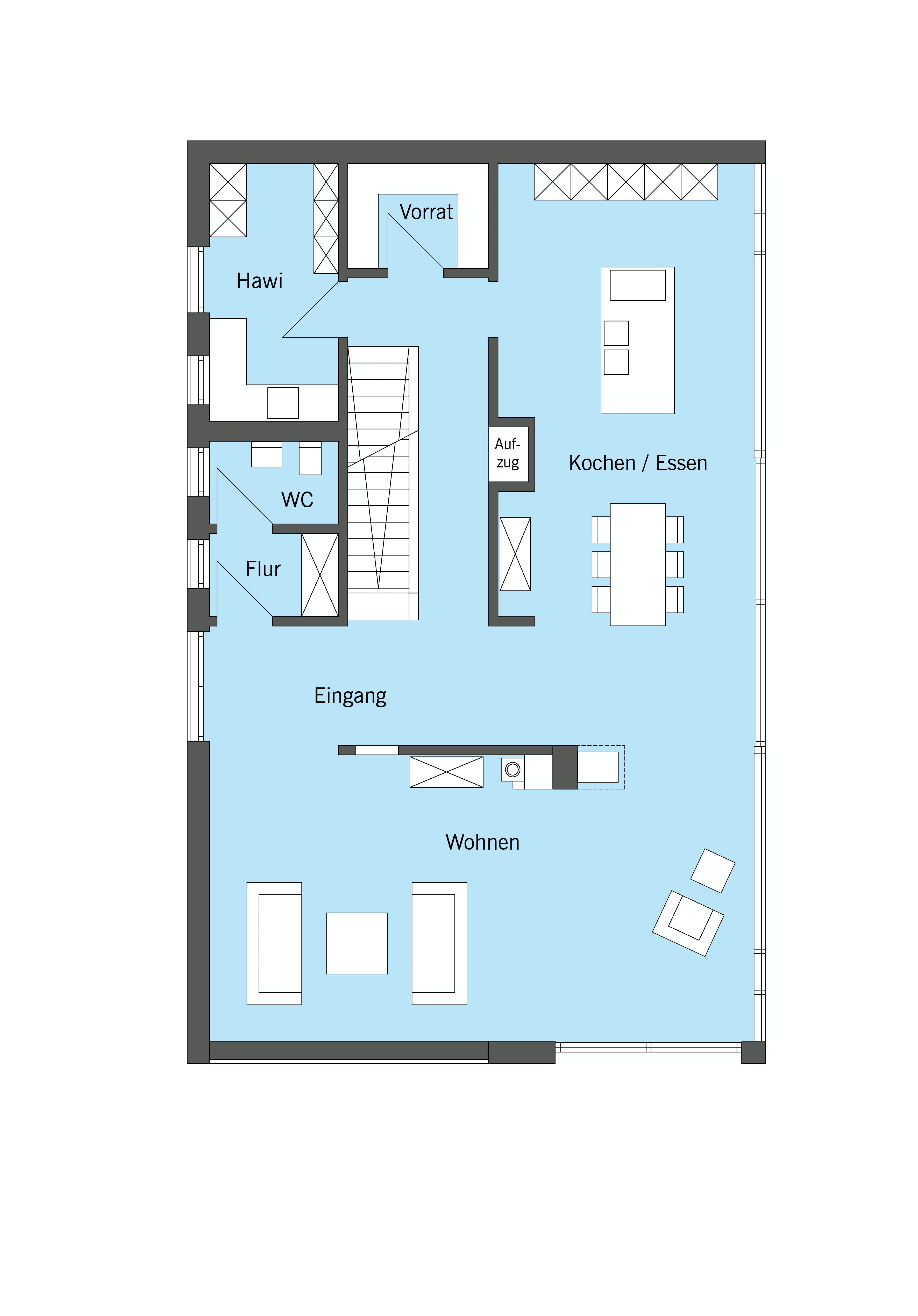 Fertighaus Pawliczec - Kundenhaus von Bau-Fritz Schlüsselfertig ab 1225000€, Cubushaus Grundriss 1