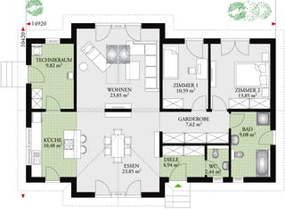 Fertighaus Perfect 118 von Danwood - Österreich Schlüsselfertig ab 152300€, Bungalow Grundriss 1