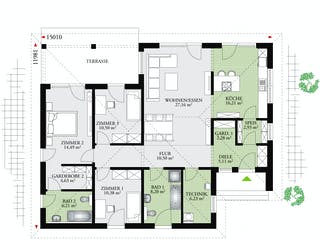 Fertighaus Perfect 125 von Danwood Schlüsselfertig ab 186900€, Bungalow Grundriss 1
