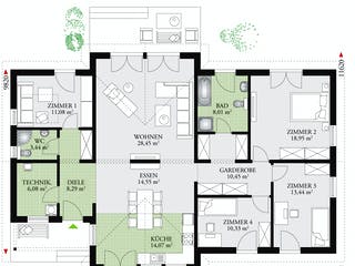 Fertighaus Perfect 147 von Danwood - Österreich Schlüsselfertig ab 229800€, Bungalow Grundriss 1