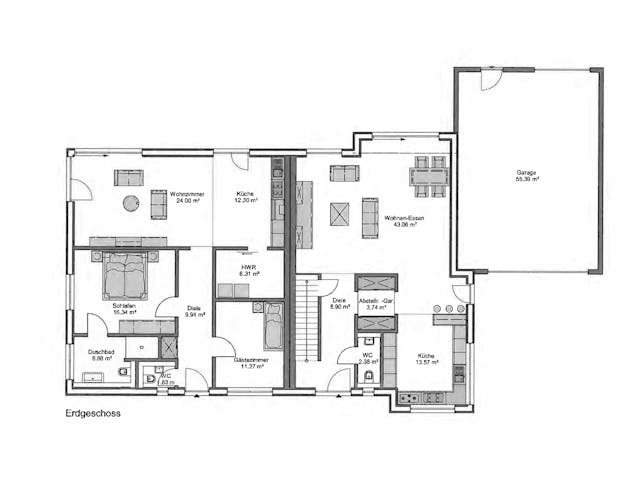 Fertighaus Mehrgenerationenhaus von petershaus, Satteldach-Klassiker Grundriss 1