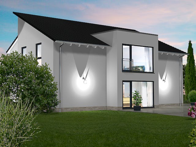 Fertighaus Darmstadt von Projekt Hausbau PHB Schlüsselfertig ab 436100€, Pultdachhaus Außenansicht 4