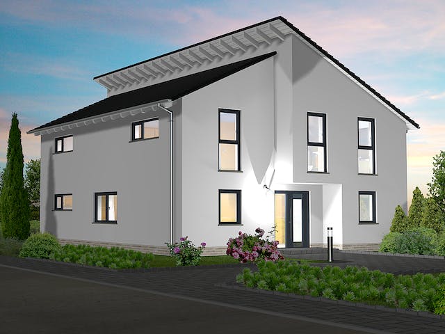 Fertighaus Darmstadt von Projekt Hausbau PHB Schlüsselfertig ab 436100€, Pultdachhaus Außenansicht 5