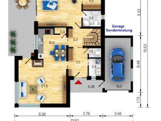Massivhaus Picasso von CMF Creativ Massiv Flexibel HAUSBAU Schlüsselfertig ab 243900€, Satteldach-Klassiker Grundriss 1