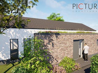 Massivhaus Bungalow Modern von PICTURA creativhaus Schlüsselfertig ab 420000€, Bungalow Außenansicht 4