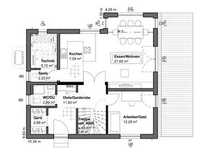 Planungsidee Flachdach Grundriss