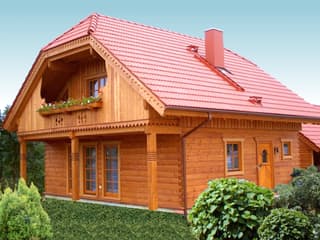 Fertighaus Pinzgau von TIROLIA Ausbauhaus ab 116850€, Blockhaus Außenansicht 3