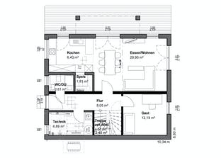 Planungsidee Pultdach Klassik Grundriss