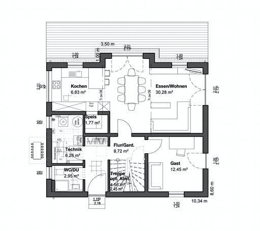 Luxhaus Planungsidee Satteldach Klassik Floorplan 1