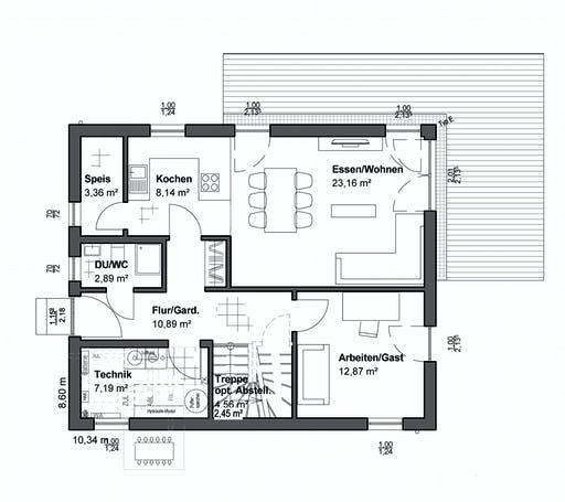 Luxhaus Planungsidee Walmdach Floorplan 1