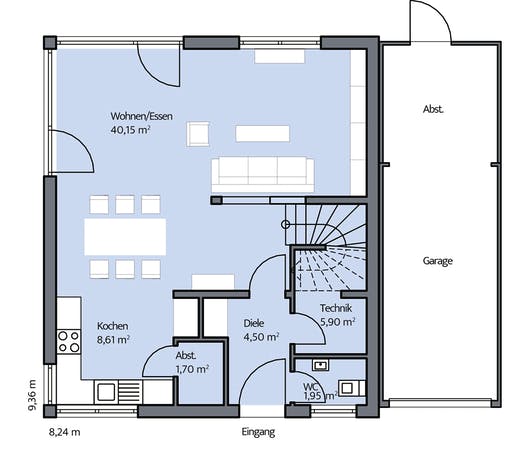 Massivhaus Escher von Plan-Concept Massivhaus, Satteldach-Klassiker Grundriss 1