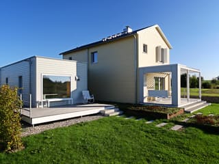 Fertighaus PlanMit S1 von Bau-Fritz, Satteldach-Klassiker Außenansicht 1