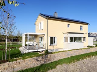 Fertighaus PlanMit S1 von Bau-Fritz, Satteldach-Klassiker Außenansicht 4