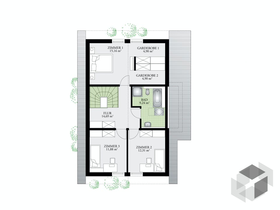 Point 140 A2 von DAN-WOOD HOUSE - Österreich Grundriss