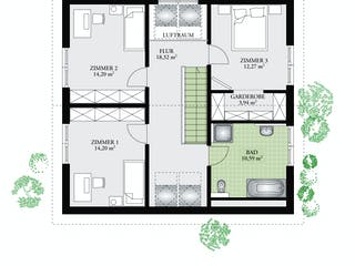 Fertighaus Point 150.17 von Danwood, Satteldach-Klassiker Grundriss 2