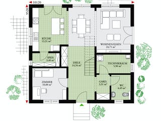 Fertighaus Point 150.17 von Danwood, Satteldach-Klassiker Grundriss 1
