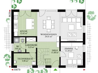 Fertighaus Point 150.20 von Danwood - Österreich Schlüsselfertig ab 201500€, Satteldach-Klassiker Grundriss 1