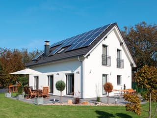 Fertighaus Point 150 von Danwood - Österreich Schlüsselfertig ab 177100€, Satteldach-Klassiker Außenansicht 1