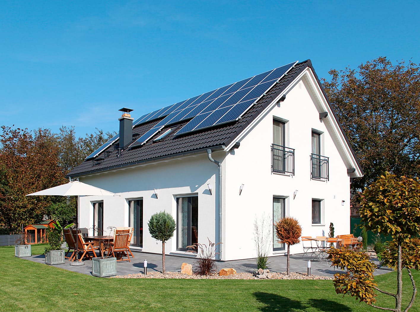 Fertighaus Point 150 (out) von Danwood - Österreich Schlüsselfertig ab 177100€, Satteldach-Klassiker Außenansicht 1